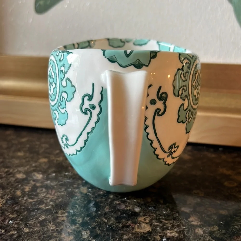 Anthropologie Turquoise and White Ceramic Mug - Picture 5 of 7